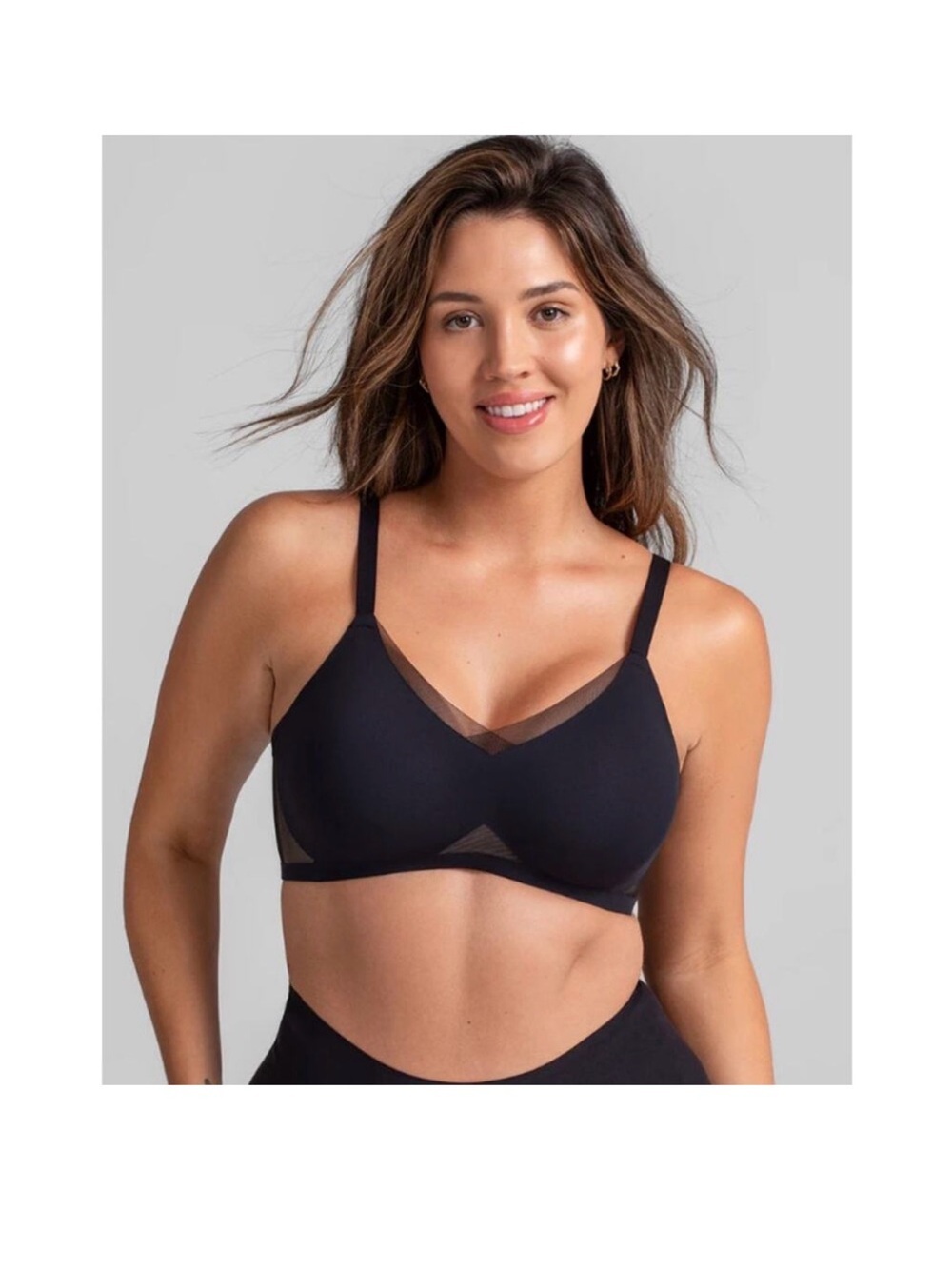 Honeylove black mesh CrossOver Bra black Sz Lg